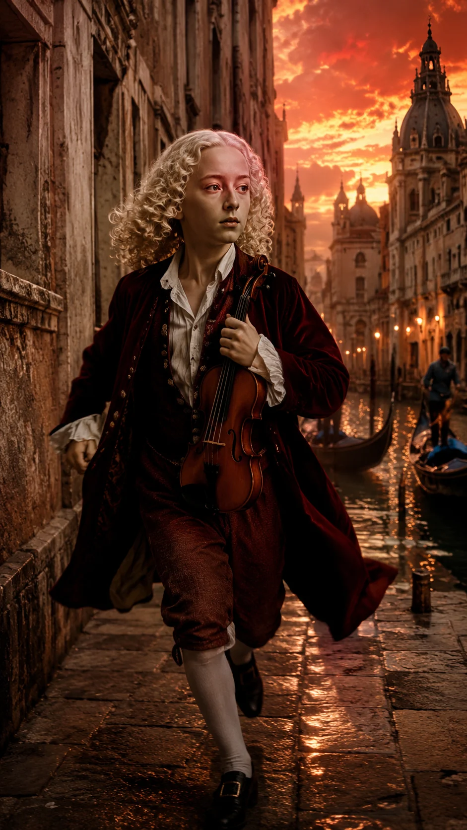 Antonio Vivaldi: Ilustración generada con IA; representación artística, no documento histórico.