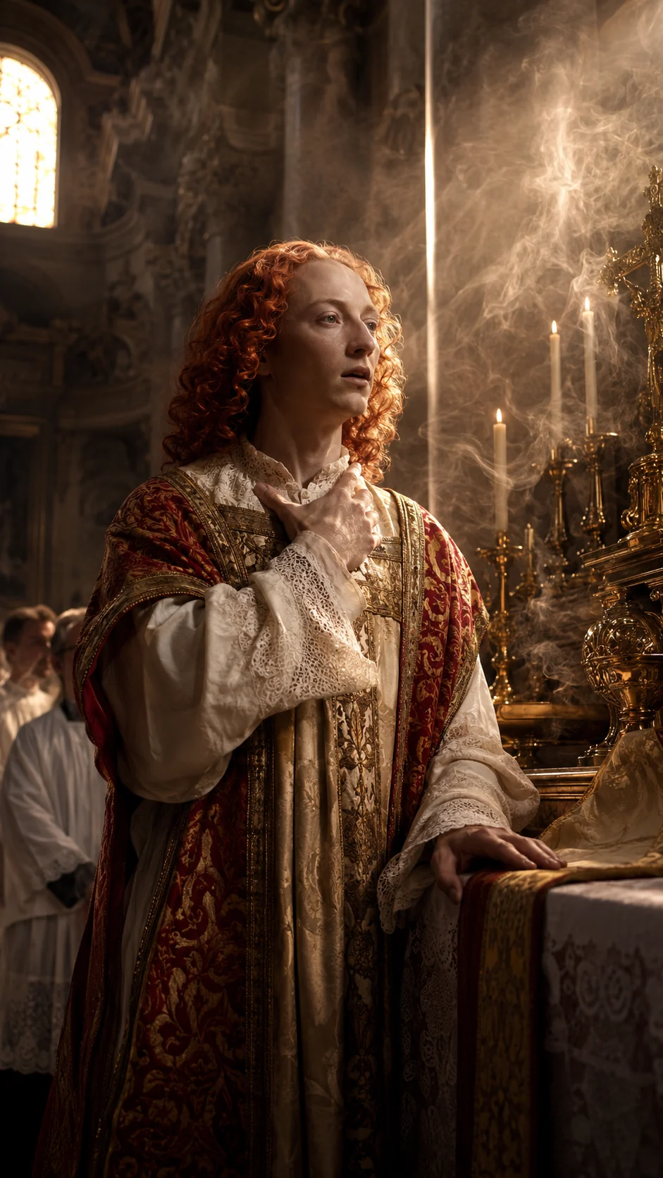Antonio Vivaldi: Ilustración generada con IA; representación artística, no documento histórico.