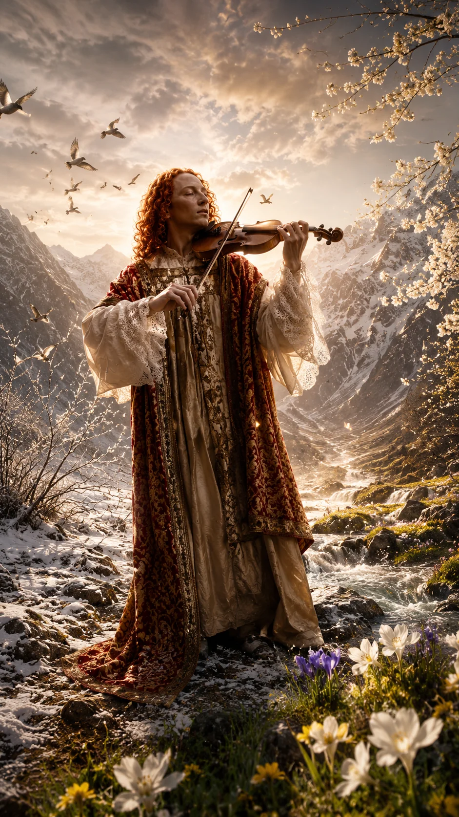 Antonio Vivaldi: Ilustración generada con IA; representación artística, no documento histórico.