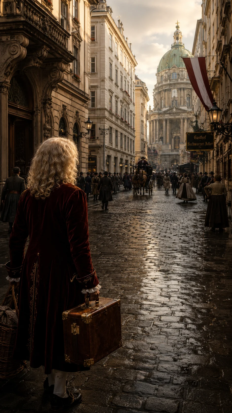 Antonio Vivaldi: Ilustración generada con IA; representación artística, no documento histórico.
