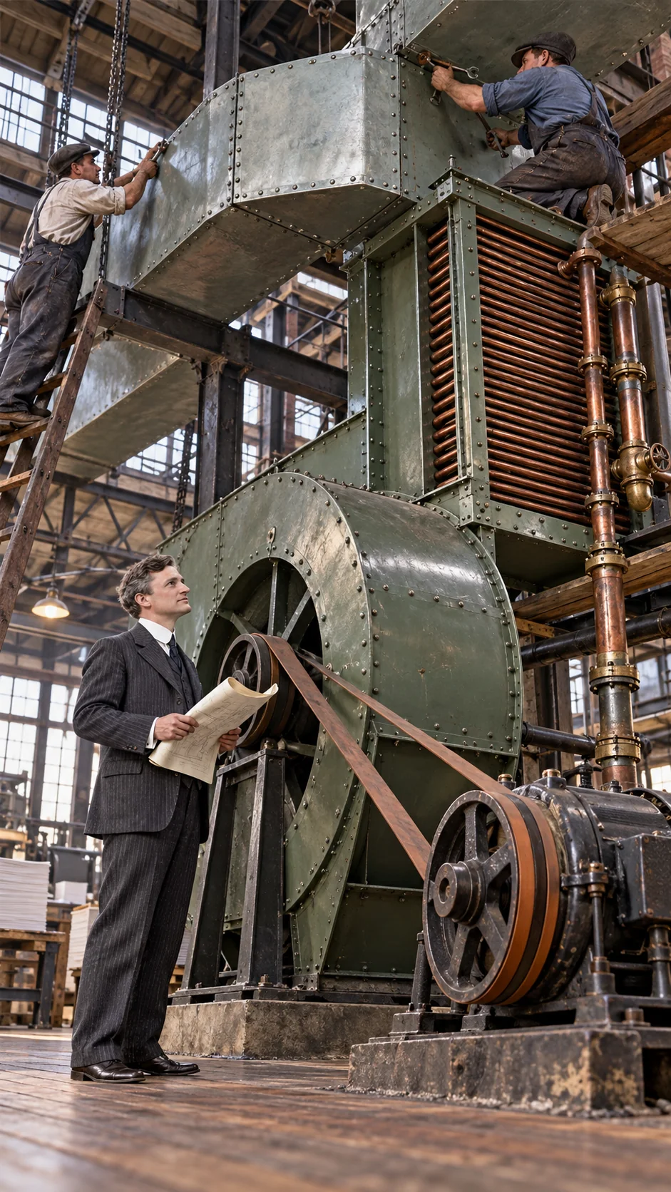 Willis Carrier: AI-generated illustration; an artistic representation, not a historical document.